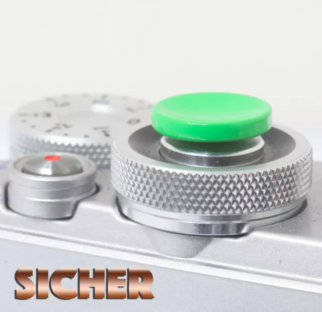 SICHER Soft Release Shutter Button for Cameras. Quality Brass. GREEN Concave.