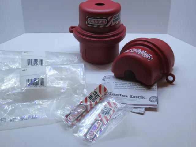 (NEW - Lot of 2) MASTER LOCK 487 Safety Series Plug Lockout Cover