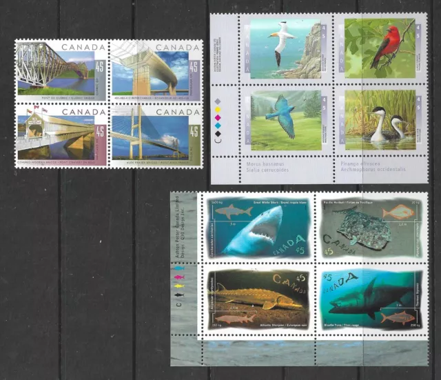 Canada 1993 Bridges 1995 Birds Ocean Fishes Unmounted Mint Mnh Stamps