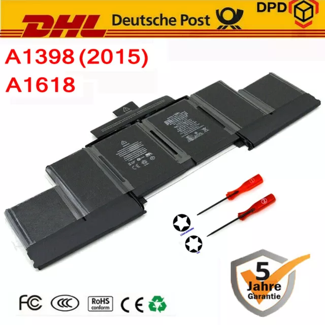Batteria originale OEM A1618 per Apple Macbook Pro15" Retina A1398 metà 2015 8880 mAH