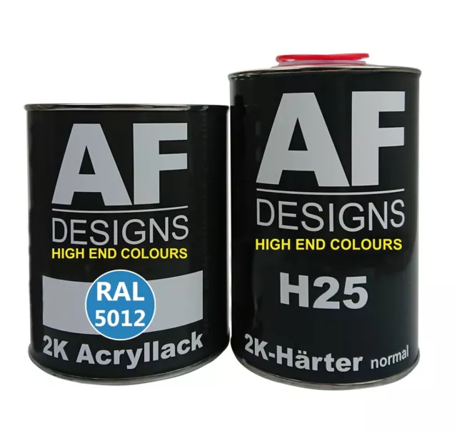 FÜR 2K Acryl Lack Autolack 1 Liter Set RAL 5012 LICHTBLAU glänzend incl. Härter