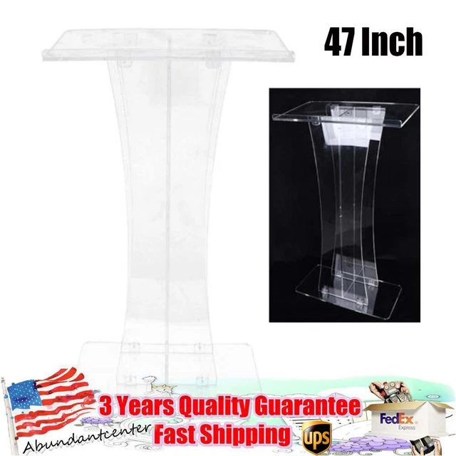 47" Acrylic Podium Stand Church Lectern Presentation Conference Pulpit Portable