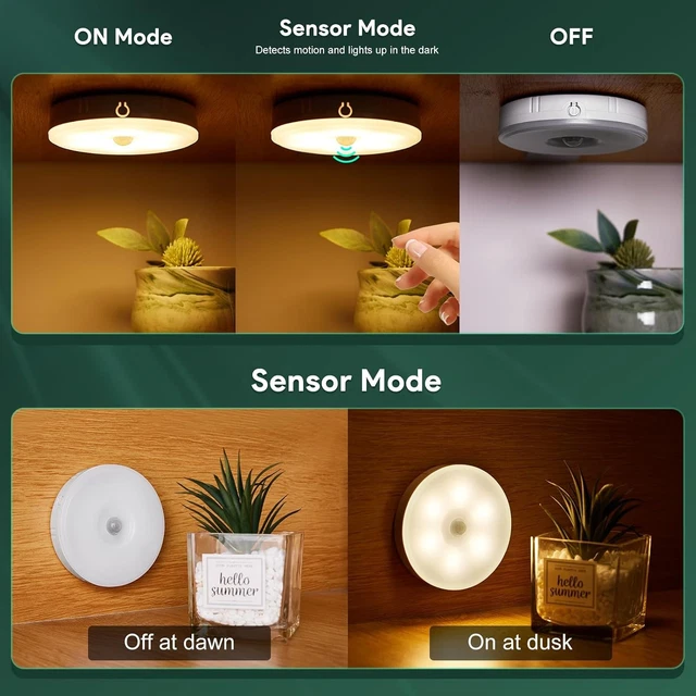 MOTION SENSOR NIGHT Light 6 Pack Rechargeable Dimmable LED Stick-On ...