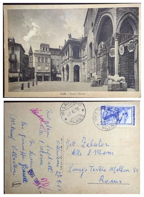 Cartolina Lodi Piazza Duomo