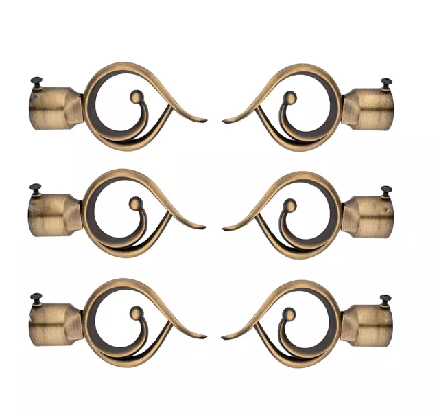 Antique Zinc  Curtain Finials for Door & Window 1 inch Rod Set of 3 ( 6 Pcs) US