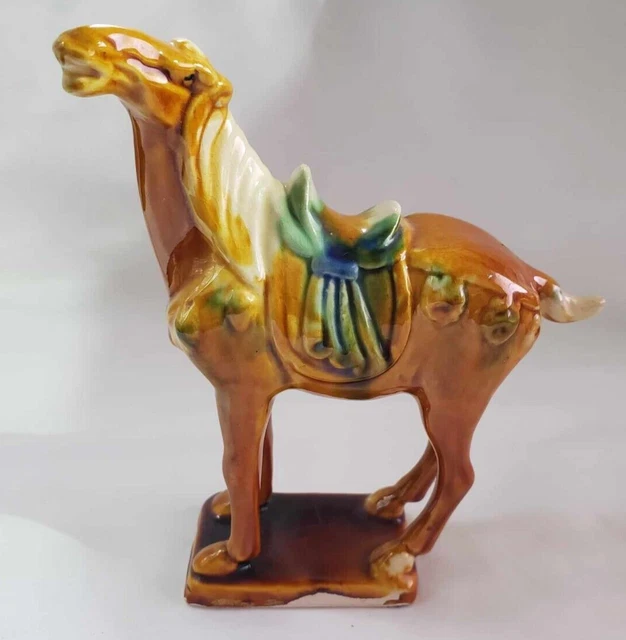 Vtg.  Chinese Tang Dynasty Style Imperial Sancai Tri-Glaze War Horse figurine