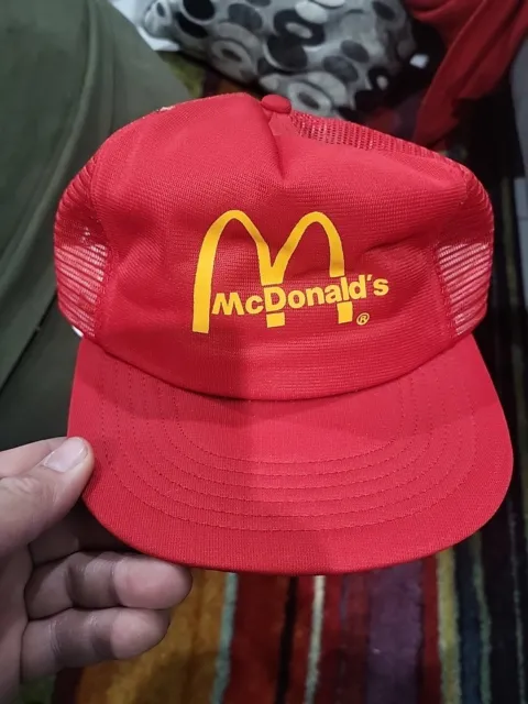 Vintage McDonald's Hat Cap Snap Back Red  Mesh Trucker