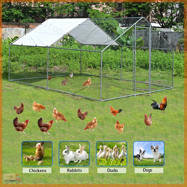 10X10FT/13X10FT LARGE METAL Chicken Coop WalkIn Chicken Run With Roof