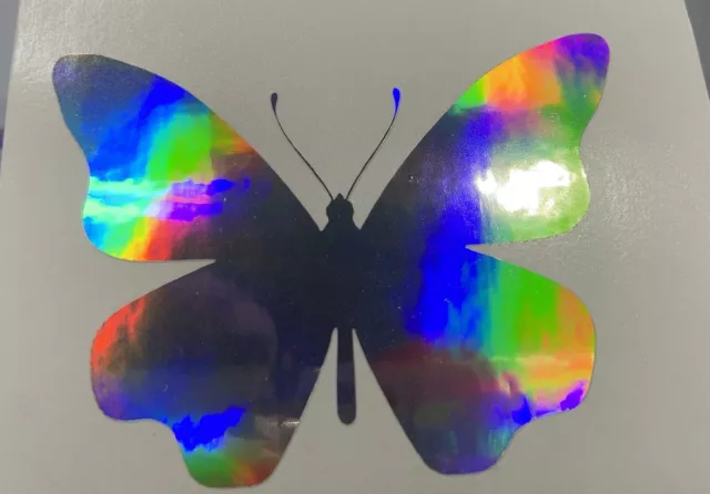 2 Butterfly Decal Car Window Vinyl Jewel Love Laptop Sticker HOLOGRAPHIC Colors