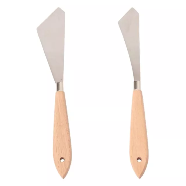 2 StüCk Malen Messer Spatel Paletten Messer Holz Griff und Metall Klinge MalenL4