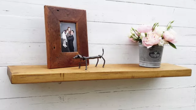 Solid wood floating Chunky Rustic Mantel shelf with concealed Shelf Brackets