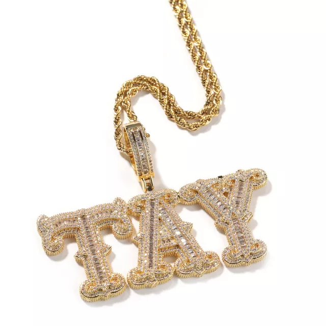 Hip Hop A-Z Custom Spiny Rock Candy Letters Pendant Necklace Real Gold Plated