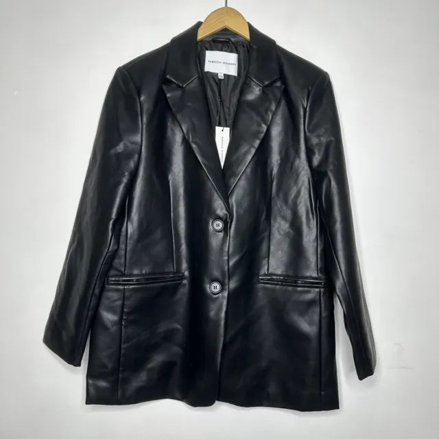 Rebecca Minkoff NWT Black Faux Leather Blazer Size Large