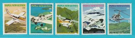 Papua Neuguinea 1981 ** postfrisch MiNr. 416-417 Hubschrauber Flugzeuge