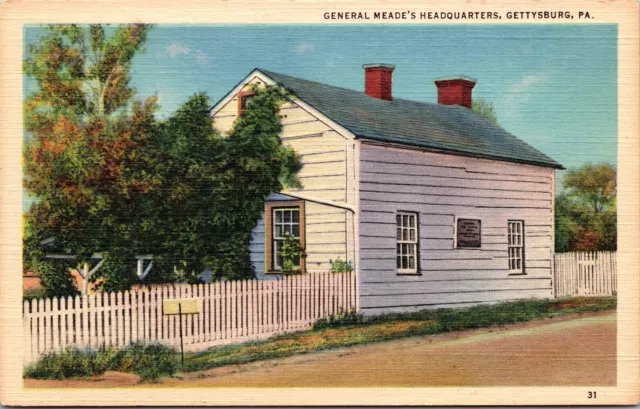 Vtg Gettysburg Pennsylvania PA General Meade's Headquarters 1940s View Postcard