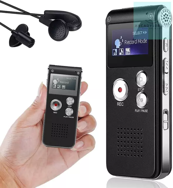 8GB Digital Voice Recorder, Audio MP3 Player, Rechargeable LCD Sound Dictaphone