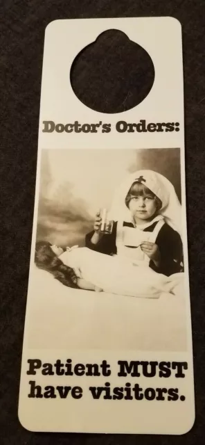 NOS Vintage 1990s Novelty Door Hanger Doctor's Orders Patient MUST Have Visitors