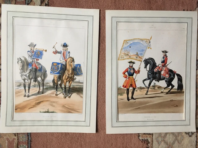 5 Antique French 19th Century Equestrian Royal Military Prints, Alfred de Marbot