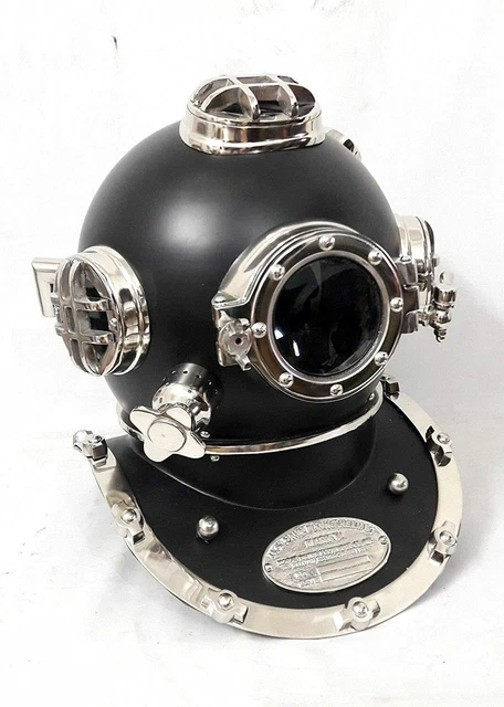 Ancien Noir Boston Plongée Casque Plongée Sca Divers Marine