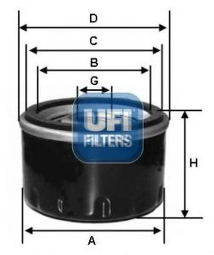 UFI Filtre à huile Filtre d'huile 23.545.00 pour HYUNDAI pour GETZ (TB) 118mm