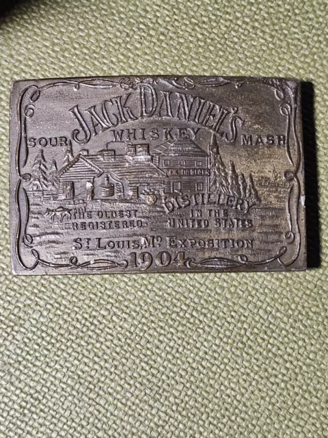 Vintage Brass Jack Daniels Sour Mash Whiskey Distillery  Belt Buckle