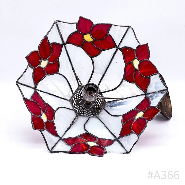 Vintage Tiffany Wall Lamp IN Tiffany-Style With Floral Decor Red
