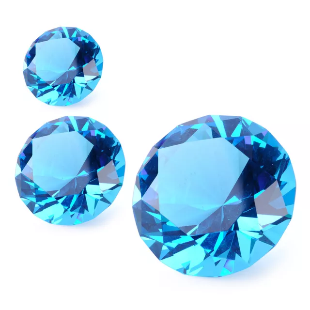 30/40/60mm Blue Crystal Paperweight Glass Giant Diamond Jewel DIY Crafts Decor