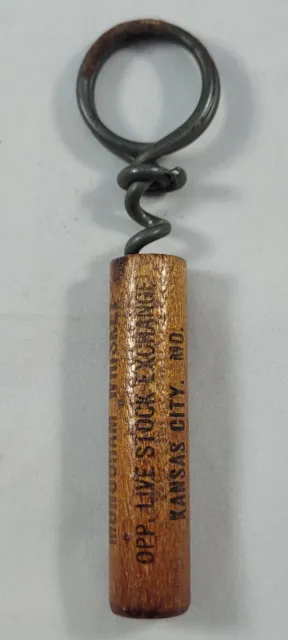 Antique c1900 J Rieger & Co Wooden Corkscrew Monogram Whiskey Kansas City MO