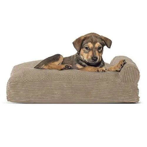 Furhaven Pet Bed for Dogs and Cats - Faux Fleece and Corduroy Chaise Lounge
