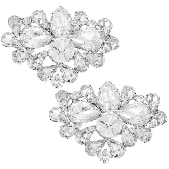 2 pz fibbia scarpe clip decorative ciondoli vetro accessori