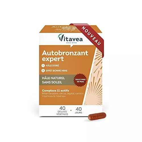 Vitavea - Autobronzant Expert Complément Alimentaire - Hâle Doré Naturel et Tein