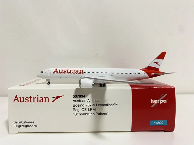 Fertigmodell Mit Fahrwerk Limox Boeing 787-9 Austrian OE-LPK Modellflugzeug 1:200 – Detailgetreu Mit Standfuß Boeing 787 9 Austrian