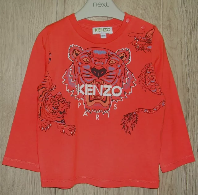 Kenzo Jungen orange Baumwolle langärmeliges Top-Shirt Alter 18 Monate 80 cm