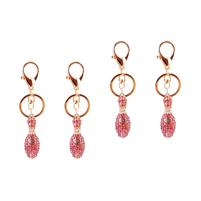 4 Pcs Bowling Keyring Party Decorations Lover Gift Rhinestones
