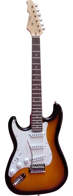 Guitare Electrique Strato pour Gaucher  ~ Avec Vibrato Et Câble (Sunburst)
