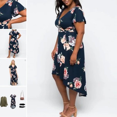 Stitch Fix Fortune & Ivy Irene Faux Wrap Brushed Knit Maxi Dress Size Small