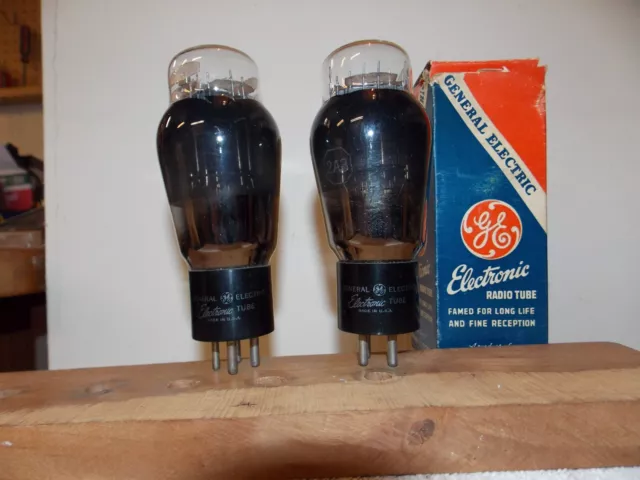 General Electric NOS/NIB 2A3 dual flat plate vacuum tubes identical codes