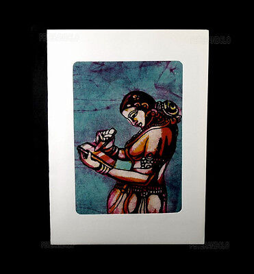 Peinture Carte Postale Batik Femme Hindoue Inde  B10