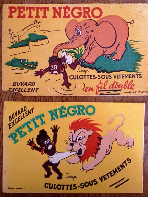 2 BUVARDS - PETIT NÉGRO - CULOTTES-SOUS VÊTEMENTS en fil double - J. BERGER -