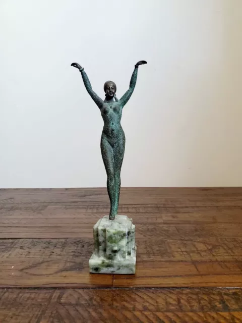 Original Signed Gotz Art Deco German Bronze Sculpture Exotic Woman Dancer NICE!!