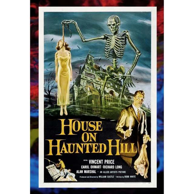 thumbnail interactive-video image 1 of House On Haunted Hill Vincent Price Poster - 24x36 Studio B Reprint, Signed 1 of 6