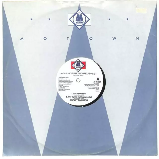Smokey Robinson One Heartbeat Promo UK 12" Vinyl Single 1987 ZT41526DJ Motown EX