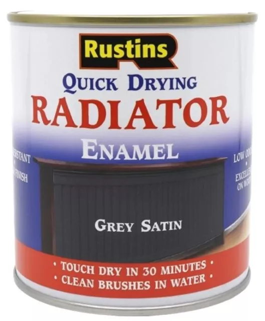 Satin Grey Radiator Enamel Paint Rustins Quick Drying 500ml Fade Resistant Paint