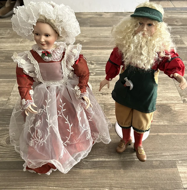 Patricia Rose Hand Painted/Numbered 16" Mr. & Mrs. Santa Claus Porcelain Dolls