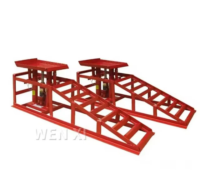 Rampe De Levage Hydraulique 2 Tonnes - Rampe D'Accès Réglable 240-420mm Pour Voiture Et Véhicule - Acier Robuste Certifié CE