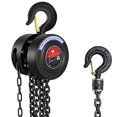 Manual Chain Hoist | 1 Ton/2000 lbs Capacity | 10’ Lift | 2 Hooks | Manual Ha...