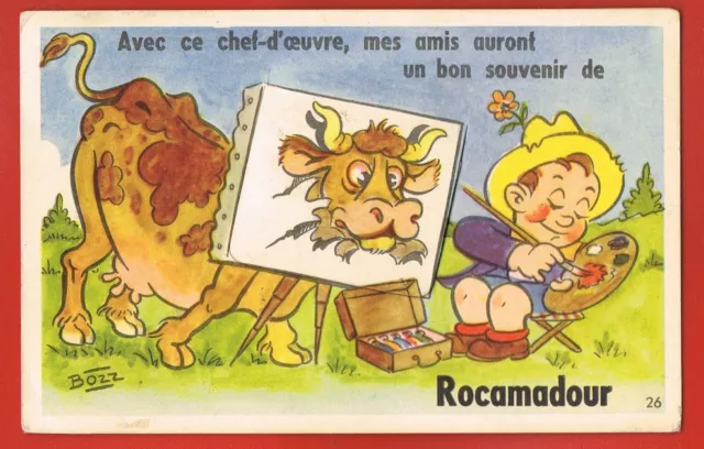 ROCAMADOUR-Lot- Carte à système -Fenêtre Dépliant Accordéon 10 vues-Peintre Vach