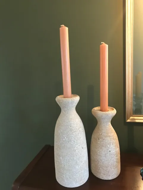 2 x Persian clay handmade candle holders