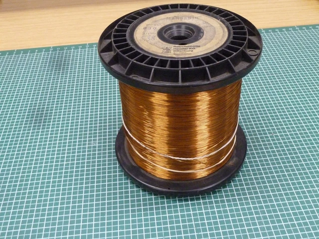 Präzisions-Widerstandsdraht Manganin 0,30 mm; 6,38 Ohm/m, Gew 1593 gr Text/Fotos