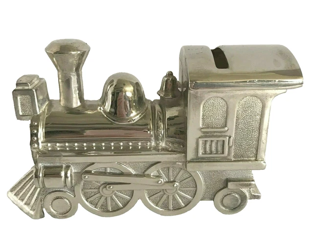 Orton West Steam Locomotive Money Box Bank Silver Plated Train